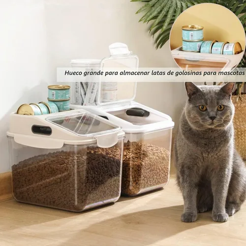 Vista 4 de Fhiny Contenedor de almacenamiento de alimentos para perros de 5.5LB, contenedor hermético para premios para mascotas, barriles translúcidos