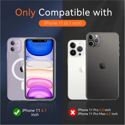 Vista 9 de Fin2feel Funda magnética para iPhone 11, con protector de pantalla de vidrio templado, [compatible con MagSafe], protección contra caídas de grado