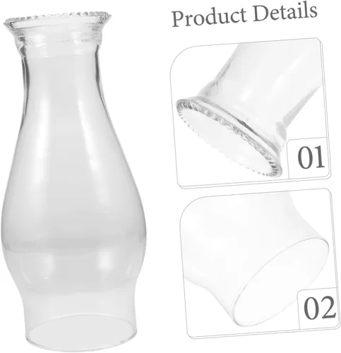 Vista 4 de Lámpara de cristal transparente, pantalla de queroseno de vidrio para chimenea, cubierta de lámpara de aceite, cubierta de portavelas con capucha