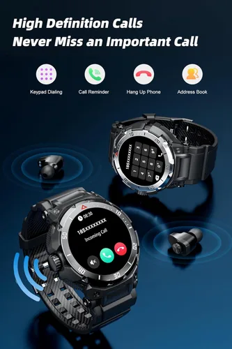Vista 2 de Reloj inteligente para hombre con auriculares, TWS inalámbricos para teléfonos Android iOS, relojes inteligentes para Android iOS Respuesta/Hacer