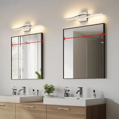Vista 9 de Joossnwell Accesorios de iluminación de tocador de baño de níquel cepillado sobre espejo 5CCT lámpara de baño ajustable lámpara de tocador moderna