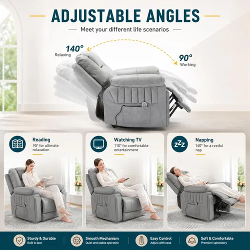 Vista 6 de Silla reclinable mecedora eléctrica automática con 3 velocidades Gris