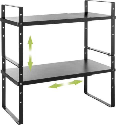Vista 8 de Across-Star Organizador de estante de armario expandible y apilable, estantes de almacenamiento de mostrador de cocina ajustables en altura, estante