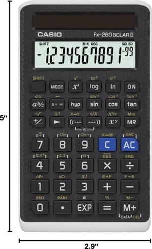 Vista 7 de Casio (FX-260 SOLARII-S-IH) - calculadora científica negra, 3 pulgadas de ancho נ5 pulgadas de alto, 2.25