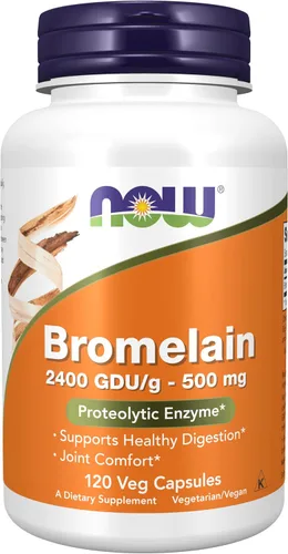 Vista 10 de NOW Foods Suplementos, Bromelina (enzima proteolítica natural) 2,400 GDU/g - 500 mg, enzima proteolítica natural*, 60 cápsulas vegetales
