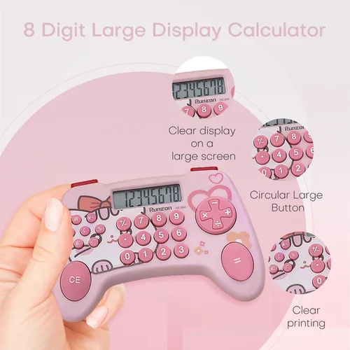 Vista 3 de Calculadoras rosadas Básicas para Profesores Oficina Básica de Conceptos Básicos, Matemáticas Electrónicas, Suma, Resta, División y Multiplicación