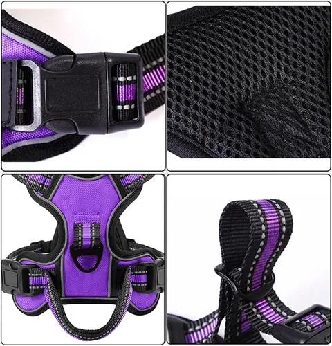 Vista 3 de Adjustable Reflective Dog Harness Vest - No Pull, Soft & Breathable for Small, Medium & Large Dogs(Black,Small)