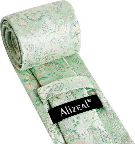 Vista 24 de Alizeal Mens 3.15inches Leaf Flower Pattern Tie with Floral Pocket Square Set