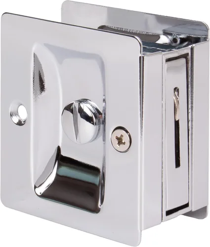 Vista 9 de Stone Harbor Hardware Cerradura de puerta de bolsillo cuadrado premium, función de privacidad, latón antiguo