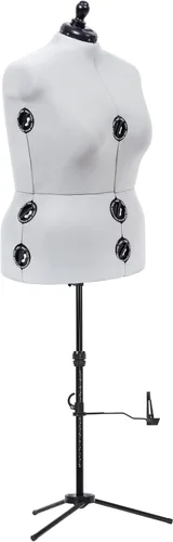 Vista 2 de Dritz Soporte ajustable de triple cápsula, forma de vestido de figura completa, gris plateado y forma de vestido ajustable para coser, mediano
