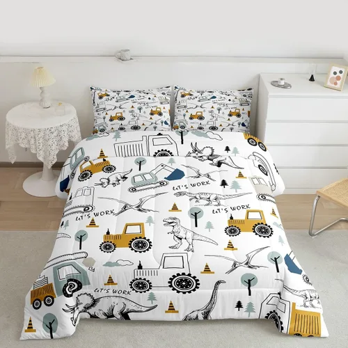 Vista 41 de Feelyou Juego de ropa de cama con estampado de aviones para niños y niñas, juego de funda de edredón de microfibra estilo boceto azul y blanco