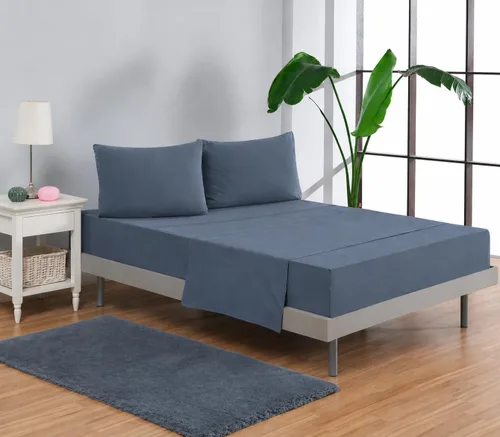 Vista 5 de Juego de sábanas de jersey 100% algodón Venice Home - Extra suave - Fácil ajuste - Juego de 4 piezas - Para todas las estaciones - Cómodo – 4 piezas