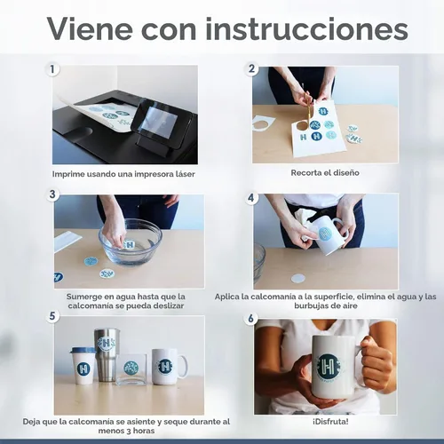 Vista 4 de Hayes Paper Co. - Papel adhesivo láser transparente para tobogán acuático, 20 hojas A4, no requiere sellado por pulverización, para impresoras
