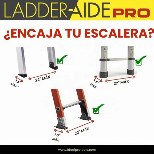 Vista 8 de Ideal Security Escalera plegable PRO: Se adapta a escalones de 4.921" a 7.875" de alto, extensor de escalera, accesorios, estabilizador, nivelador