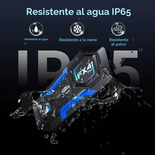 Vista 7 de Fodsports FX4 Pro - Casco de motocicleta, intercomunicador Bluetooth con control de voz AI, sistema de comunicación de auriculares de 4 vías, música