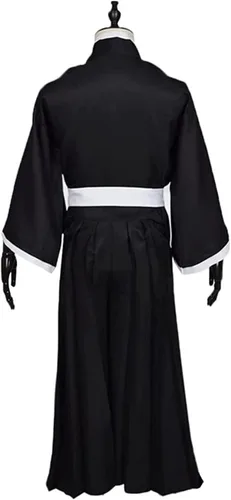 Vista 5 de Kurosaki Ichigo - Disfraces de cosplay kimono para adultos bata negra uniforme samurái trajes de Halloween