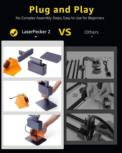 Vista 4 de LaserPecker 2 Grabador Láser con Rodillo y Powerbank, Grabador Cortador Láser Portátil de Alta Precisión, Alta Velocidad y Versátil para Aleación