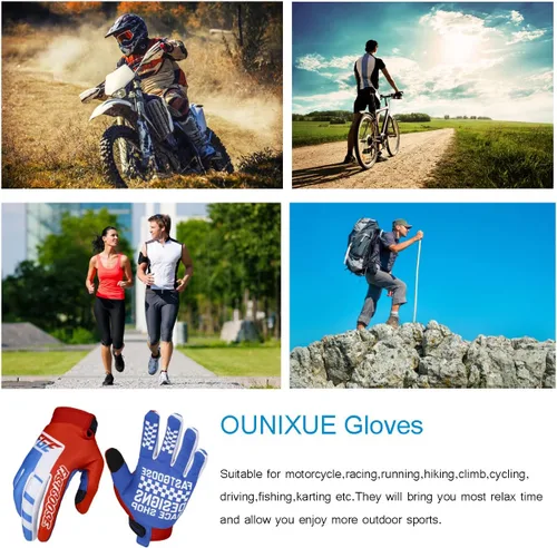 Vista 6 de OUNIXUE Guantes de motocross para motocicleta con pantalla táctil para hombres y mujeres, guantes de motocross de montaña de dedo completo