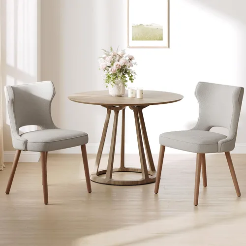 Vista 11 de Juego de 2 sillas de comedor tapizadas, sillas de cocina con respaldo curvado