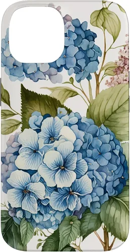 Vista 4 de Watercolour Vintage Blue Hydrangea with Flower Flower Case for iPhone 17