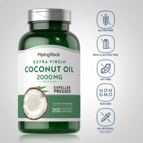 Vista 3 de Piping Rock Aceite de coco para piel y cabello Cápsulas de cápsulas