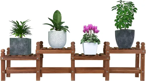 Vista 8 de Soporte para plantas de 3 niveles para interiores, banco bajo
