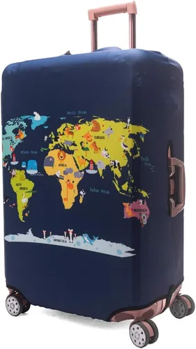 Vista 2 de Madfifennina - Protector de equipaje de viaje lavable de elastano para maleta, 23-32 pulgadas, Mapa