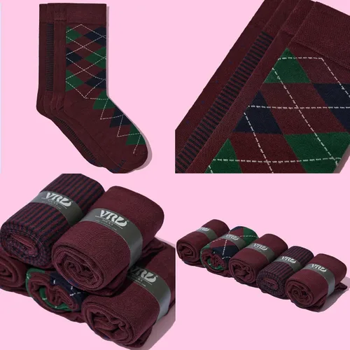 Vista 3 de VRD SOCKS Men's Bamboo Dress Socks, 5-Pack of Assorted Patterned Mid Calf Socks for Men, Mens Crew Socks, Men Socks Size 8-13