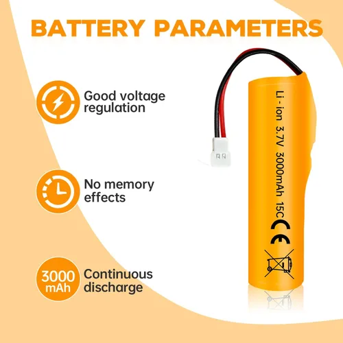 Vista 3 de Batería de iones de litio de 3.7 V 3000 mAh con enchufe Molex con cable de carga USB para RC Engineering Car Drift Car Truck Off-Road Vehículo RC