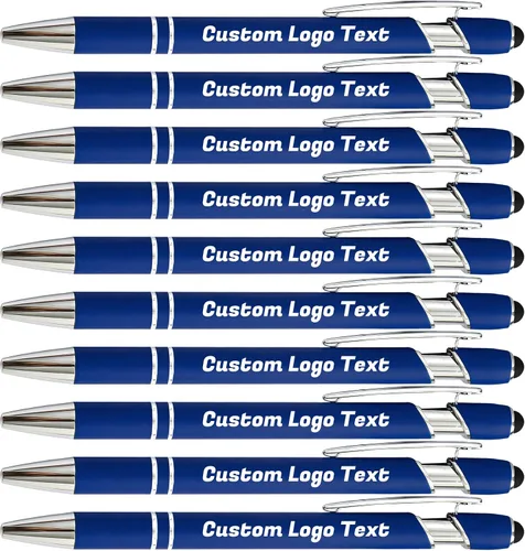 Vista 17 de Bolígrafos personalizados con nombre, texto, logotipo, bolígrafo personalizado para eventos de oficina de negocios con lápiz óptico para pantalla