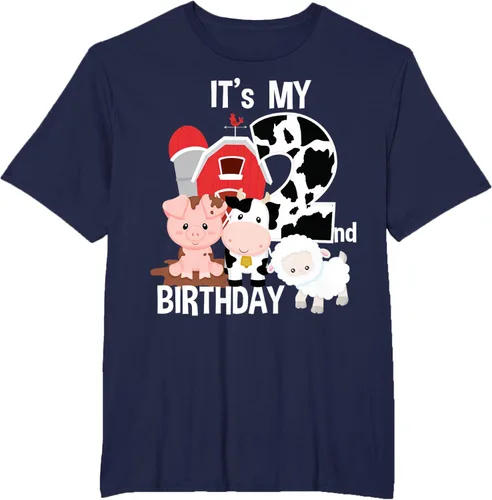 Vista 43 de Camiseta para fiesta de 2 años con texto en inglés "It's My 2nd Birthday", Negro