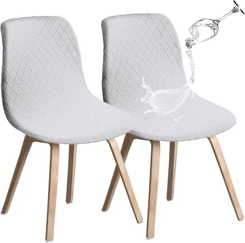 Vista 11 de Juego de 2 fundas de jacquard para silla, elásticas, impermeables, escandinavas, para sillas de comedor, lavables, modernas, fundas de asiento