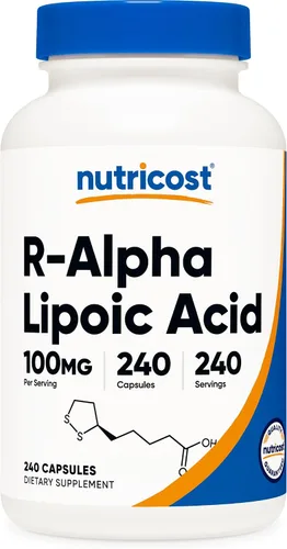 Vista 6 de Nutricost - Ácido R-alfa lipoico 100 mg, 120 cápsulas, cápsulas vegetales Sin OMG, sin gluten