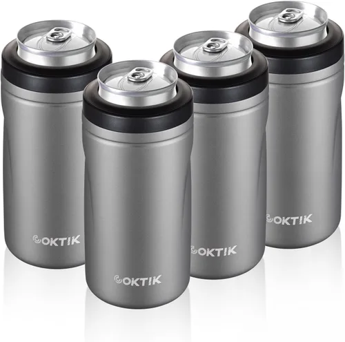 Vista 18 de COKTIK 4 en 1 enfriador de latas aislado, enfriador de latas delgadas de doble pared para latas de 12 oz regulares o delgadas y botellas de cerveza