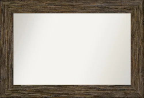 Vista 101 de Amanti Art Espejo personalizado, espejo de baño marrón Fencepost, espejo de pared o espejo de tocador de baño sobre el fregadero (27 x 27 pulgadas)