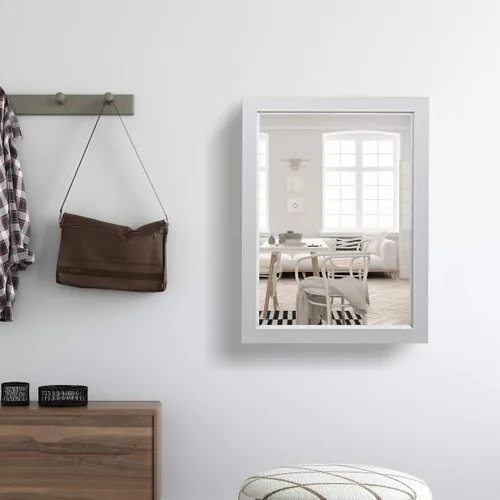 Vista 4 de Tangkula Armario de baño con espejo, gabinete de almacenamiento de montaje en pared con puertas individuales, botiquín colgante para baño (gris)