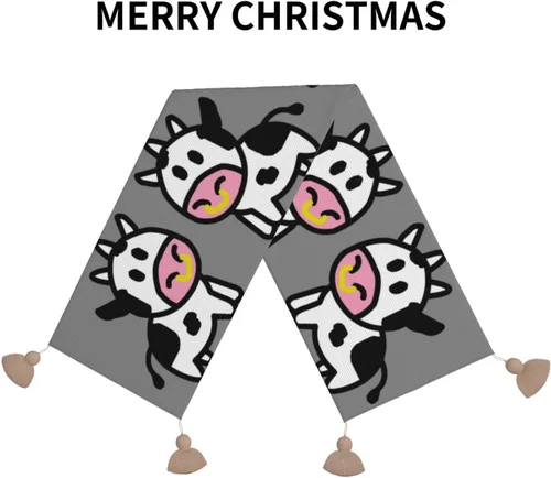 Vista 3 de Camino de mesa navideño de vaca linda, camino de mesa navideño, amplifica tu ambiente gastronómico