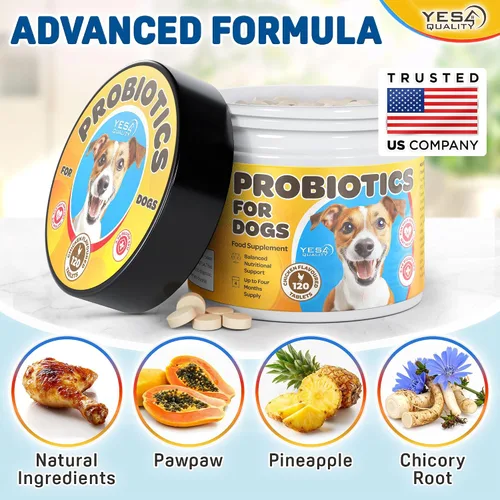 Vista 4 de Dog Probiotics, 120 tabletas prebióticas y probióticas con sabor a pollo