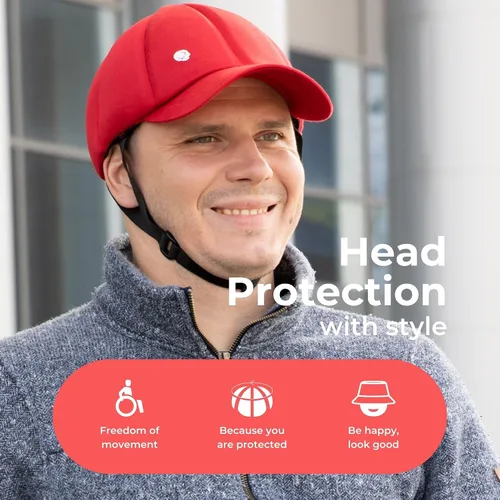 Vista 7 de Ribcap Baseball Cap Medical Grade Protective Helmet Red Soft Helmet for Epilepsy Protective Hat for Seizures