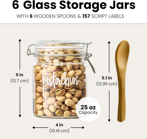 Vista 3 de Talented Kitchen Tarros herméticos de conservas Mason – Contenedores de almacenamiento de alimentos multiusos con tapas para suministros
