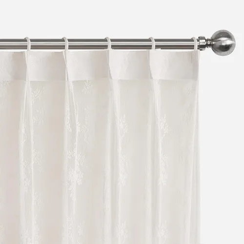 Vista 4 de Cortinas traslúcidas de encaje blanco de 45 pulgadas de largo, paneles de cortinas plisadas para ventana, 26 pulgadas de ancho x 45 pulgadas