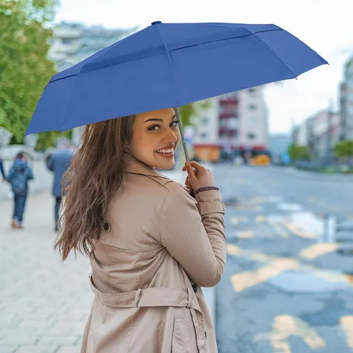 Vista 7 de RainPlus - Sombrilla de viaje resistente al viento, compacta, automática, plegable, pequeña y portátil, paraguas para lluvia, automóvil, mochila