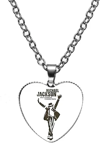 Vista 3 de XCFS 5 unids un conjunto de plata 925 plata plata corazón forma encanto MJ colgantes Michael Jackson ejército etiqueta cinco piezas collares