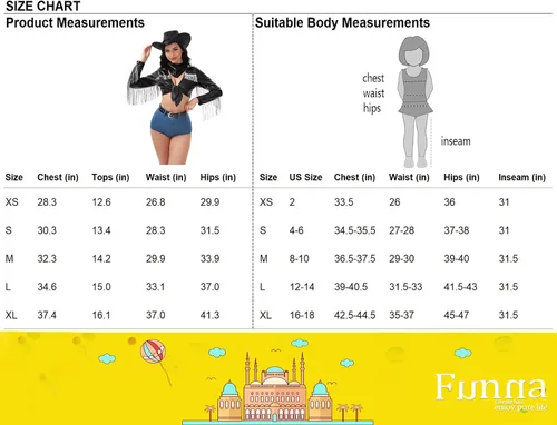 Vista 6 de Funna Disfraz de vaquera para mujer, traje de Halloween de 5 piezas con sombrero y cinturón bandana