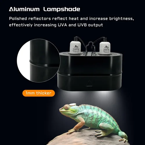 Vista 11 de Lámpara de doble cúpula profunda para reptiles, máximo 150 W, lámpara UV, tapa de lámpara doble para terrario de reptiles con dos interruptores