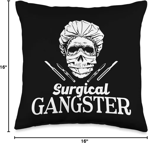 Vista 4 de Zone - 365 Funny Surgery Tech Quirúrgico Gangster Funny Cool Surgery Tech - Almohada de 16.0 x 16.0 in, multicolor