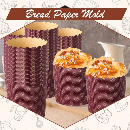 Vista 6 de FoldTier 24 moldes para pan de Pascua, moldes de papel corrugado para hornear, forma de papel redondo para pasteles, panettone, cocina, muffins