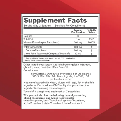 Vista 2 de PROTOCOL FOR LIFE BALANCE Gamma E Toco Complex - Vitamina E 300 mg - Apoyo antioxidante - para la salud cardiovascular y la salud cerebral