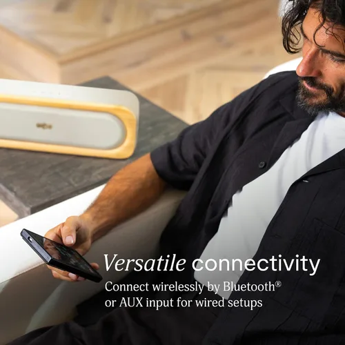 Vista 7 de House of Marley Get Together 3 bocina Bluetooth, 10 horas de reproducción, carga rápida USB-C, modos de sonido EQ, luz LED ambiental, rango Crema