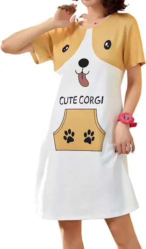 Vista 14 de Hupohoi Bata de dormir de manga corta para niñas grandes con lindos gatos, diseño de día perezoso, pijama Gato negro